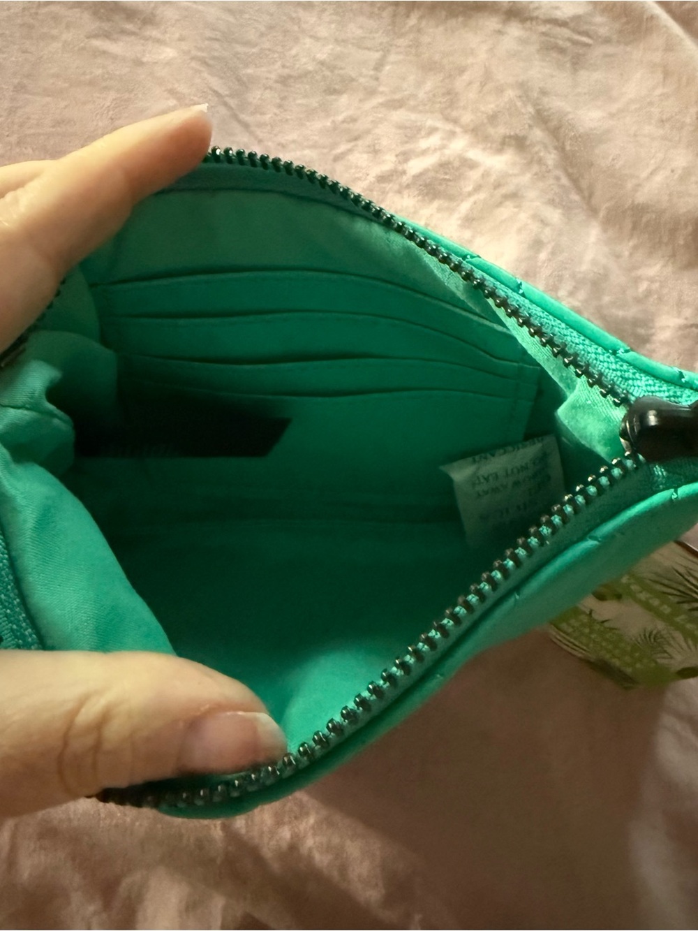 Badgley Mischka Quilted Teal Wristlet Clutch with Logo Accent - Picture 3 of 3